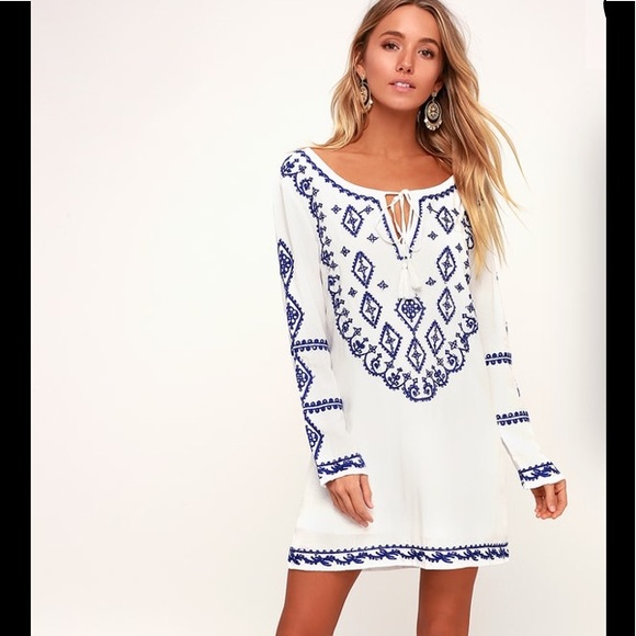 Lulus Dresses & Skirts - A Day in the Life Royal Blue and White Dress